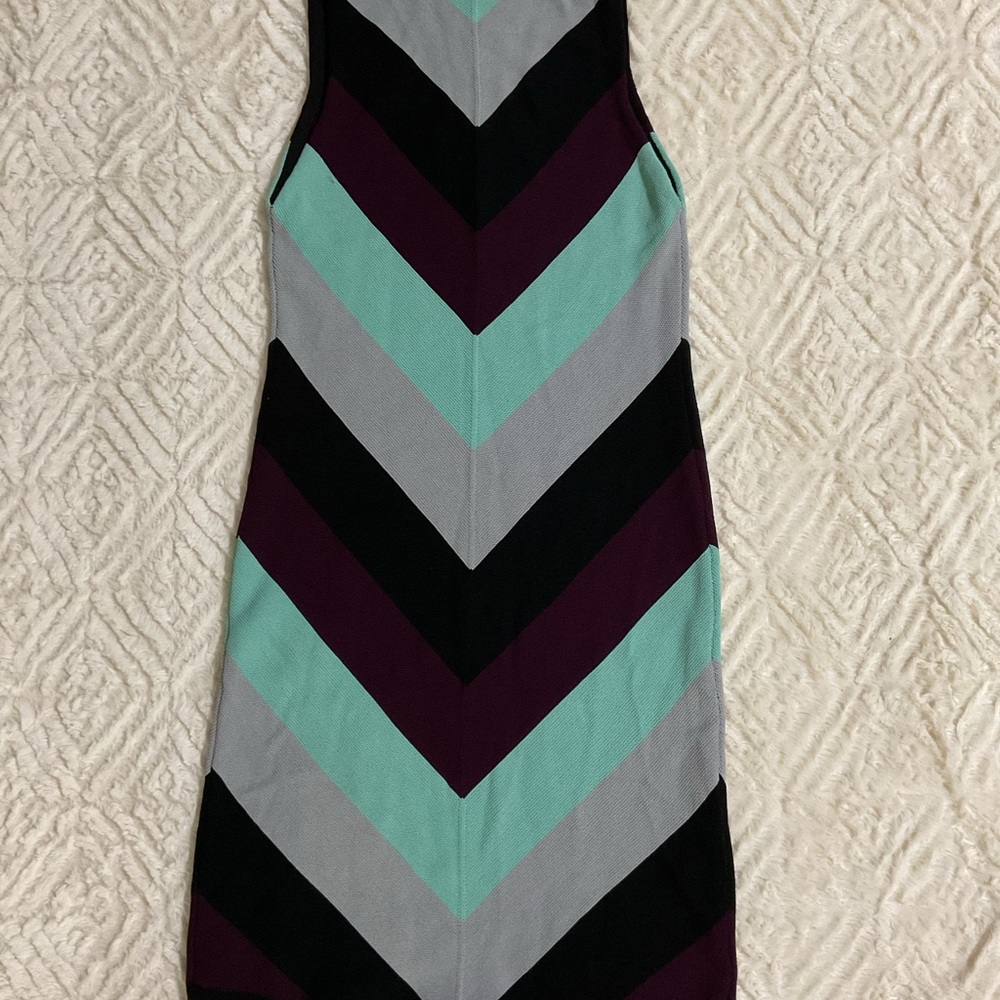 Free People Chevron Mini Dress in Black, Purple, and Teal